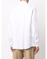 Chemise à manches longues en lin blanche Loro Piana