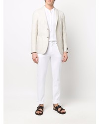 Chemise à manches longues en lin blanche Z Zegna