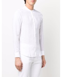 Chemise à manches longues en lin blanche Z Zegna