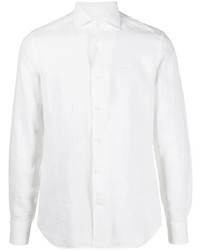 Chemise à manches longues en lin blanche Corneliani