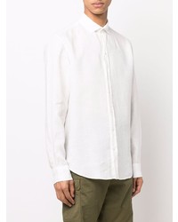 Chemise à manches longues en lin blanche Emporio Armani