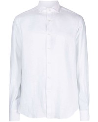 Chemise à manches longues en lin blanche Dell'oglio
