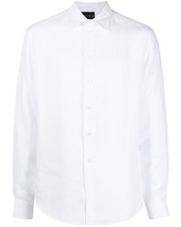 Chemise à manches longues en lin blanche Emporio Armani