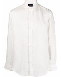 Chemise à manches longues en lin blanche Emporio Armani