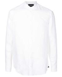 Chemise à manches longues en lin blanche Emporio Armani