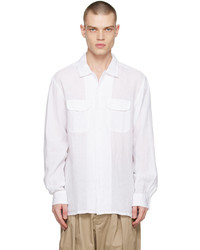 Chemise à manches longues en lin blanche Engineered Garments