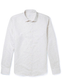 Chemise à manches longues en lin blanche Richard James