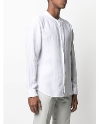 Chemise à manches longues en lin blanche Z Zegna