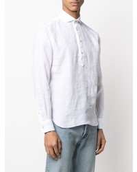 Chemise à manches longues en lin blanche Eleventy