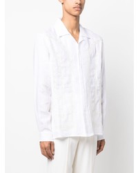 Chemise à manches longues en lin blanche Casablanca