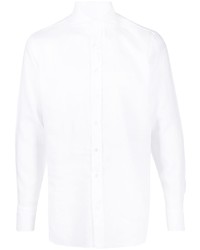 Chemise à manches longues en lin blanche Lardini