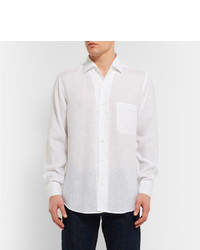 Chemise à manches longues en lin blanche Loro Piana