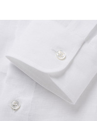 Chemise à manches longues en lin blanche Brioni