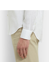 Chemise à manches longues en lin blanche Brioni