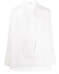 Chemise à manches longues en lin blanche Loewe