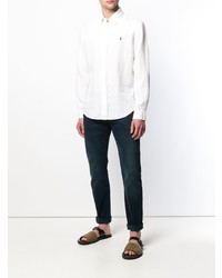 Chemise à manches longues en lin blanche Ralph Lauren