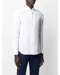 Chemise à manches longues en lin blanche Corneliani