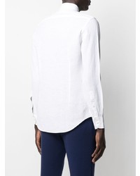 Chemise à manches longues en lin blanche Corneliani