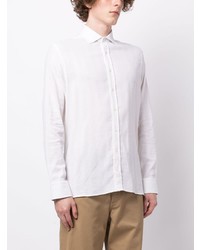 Chemise à manches longues en lin blanche Hackett