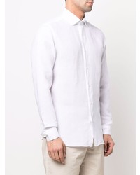 Chemise à manches longues en lin blanche Z Zegna