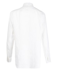 Chemise à manches longues en lin blanche Corneliani