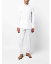 Chemise à manches longues en lin blanche Brunello Cucinelli