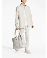 Chemise à manches longues en lin blanche Zegna