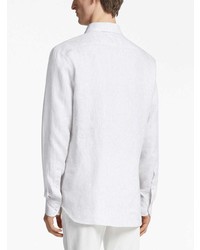 Chemise à manches longues en lin blanche Zegna