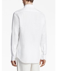 Chemise à manches longues en lin blanche Zegna