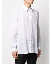 Chemise à manches longues en lin blanche Trussardi