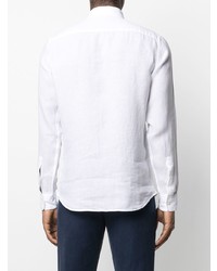 Chemise à manches longues en lin blanche Z Zegna