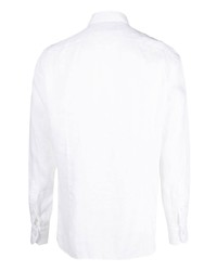 Chemise à manches longues en lin blanche Tagliatore