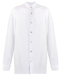 Chemise à manches longues en lin blanche Mazzarelli