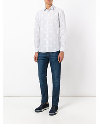 Chemise à manches longues en lin blanche Etro