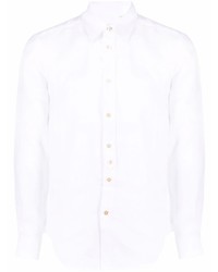 Chemise à manches longues en lin blanche Paul Smith