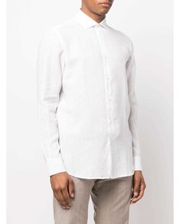 Chemise à manches longues en lin blanche Ermenegildo Zegna