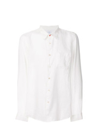 Chemise à manches longues en lin blanche Ps By Paul Smith