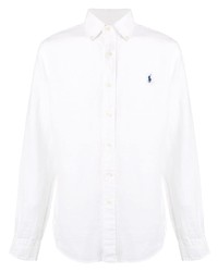 Chemise à manches longues en lin blanche Ralph Lauren