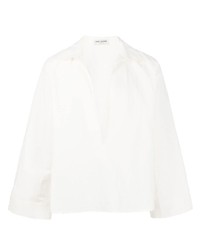 Chemise à manches longues en lin blanche Saint Laurent