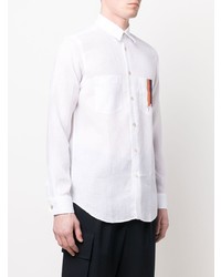 Chemise à manches longues en lin blanche Paul Smith