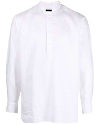 Chemise à manches longues en lin blanche Tagliatore