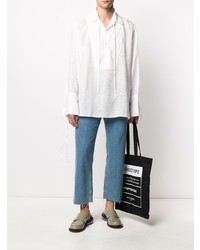 Chemise à manches longues en lin blanche Loewe