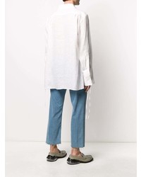 Chemise à manches longues en lin blanche Loewe