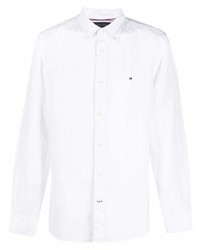 Chemise à manches longues en lin blanche Tommy Hilfiger