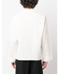 Chemise à manches longues en lin blanche Saint Laurent