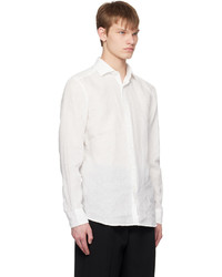 Chemise à manches longues en lin blanche Zegna