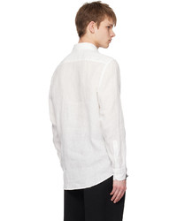 Chemise à manches longues en lin blanche Zegna