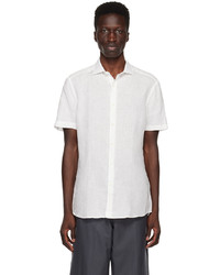 Chemise à manches longues en lin blanche Zegna