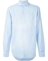 Chemise à manches longues en lin bleu clair Aspesi