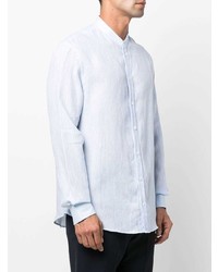 Chemise à manches longues en lin bleu clair Emporio Armani